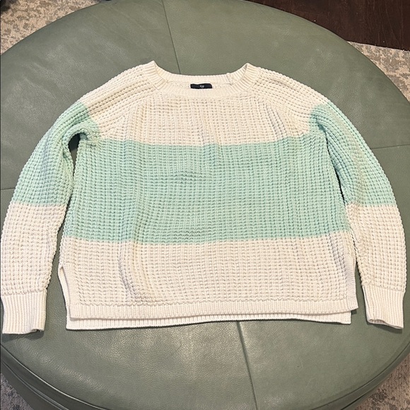 GAP Women's Crewneck Sweater in Mint and White - Picture 1 of 4